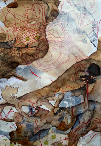 Ohne Titel <br><em> Mischtechnik auf Papier <br> 24 × 35 cm</em>